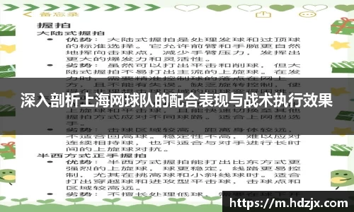 深入剖析上海网球队的配合表现与战术执行效果